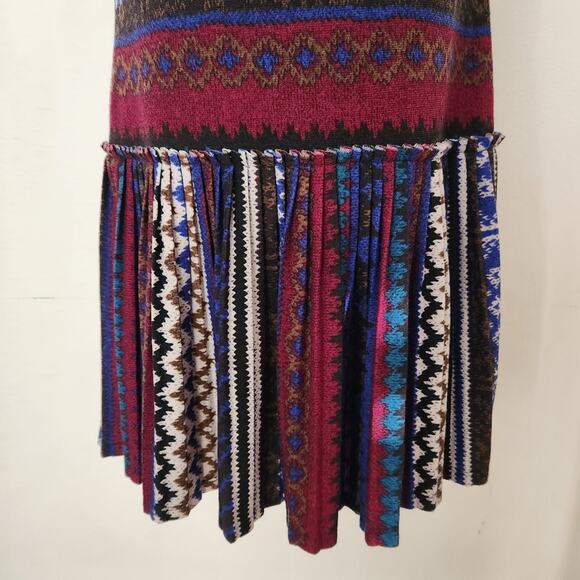 LONDON TIMES Multi Print Short Sleeves Pleated Knit Dress Size 2P - Picture 6 of 11